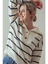 Load image into Gallery viewer, Taylor Shawl Collar Striped Knit Sweater Top
